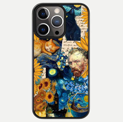 Sunflower Cat Art Glass Case For iPhone 13 Pro by Custom World