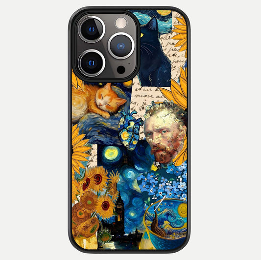 Sunflower Cat Art Glass Case For iPhone 13 Pro by Custom World