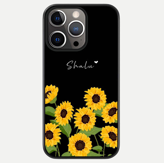 Sunflower Chic Mood Custom Name Glass Case For iPhone 16 Pro by Custom World