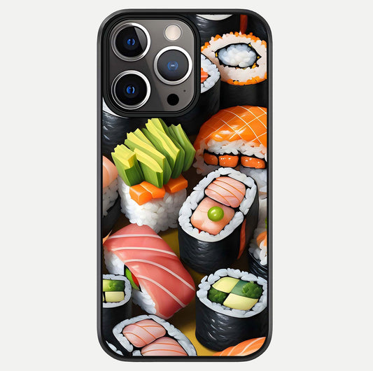 Sushi Food Pattern Glass Case For iPhone 13 Pro by Custom World