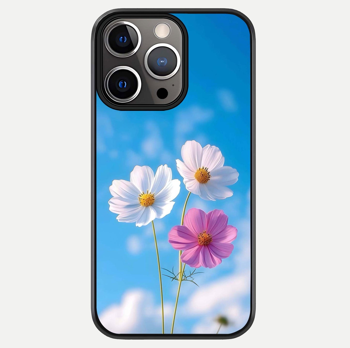 Triple Flowers With Sky Glass Case For iPhone 13 Pro by Custom World
