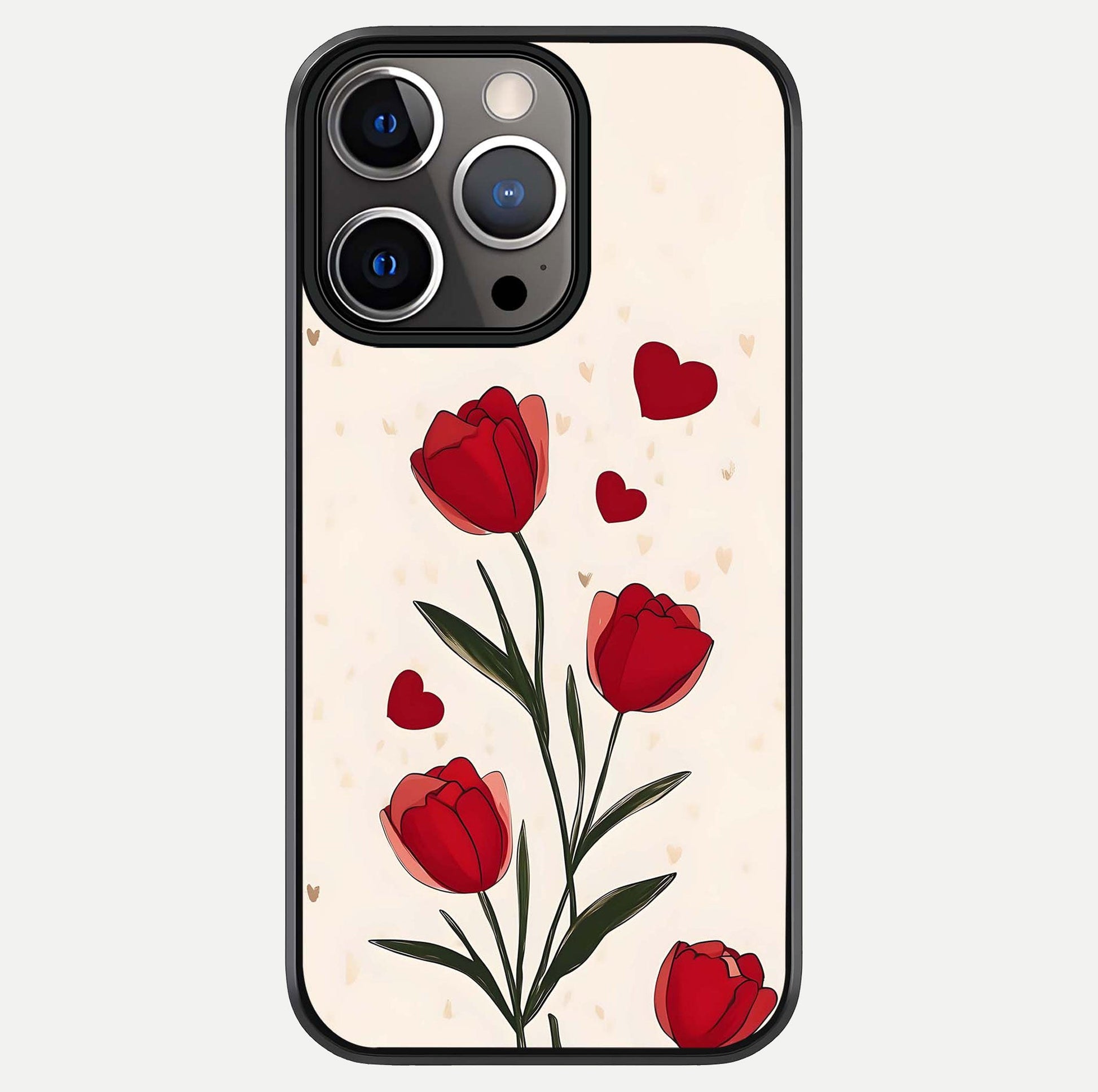 Tulip With Heart Glass Case For iPhone 13 Pro by Custom World
