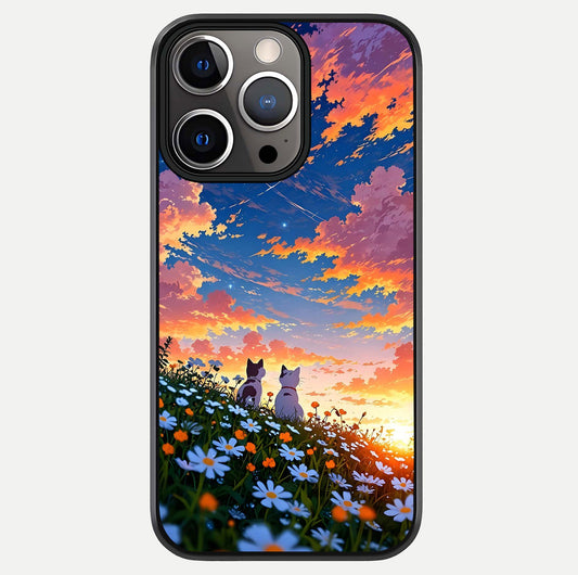 Two Cats Friends Glass Case For iPhone 13 Pro by Custom World