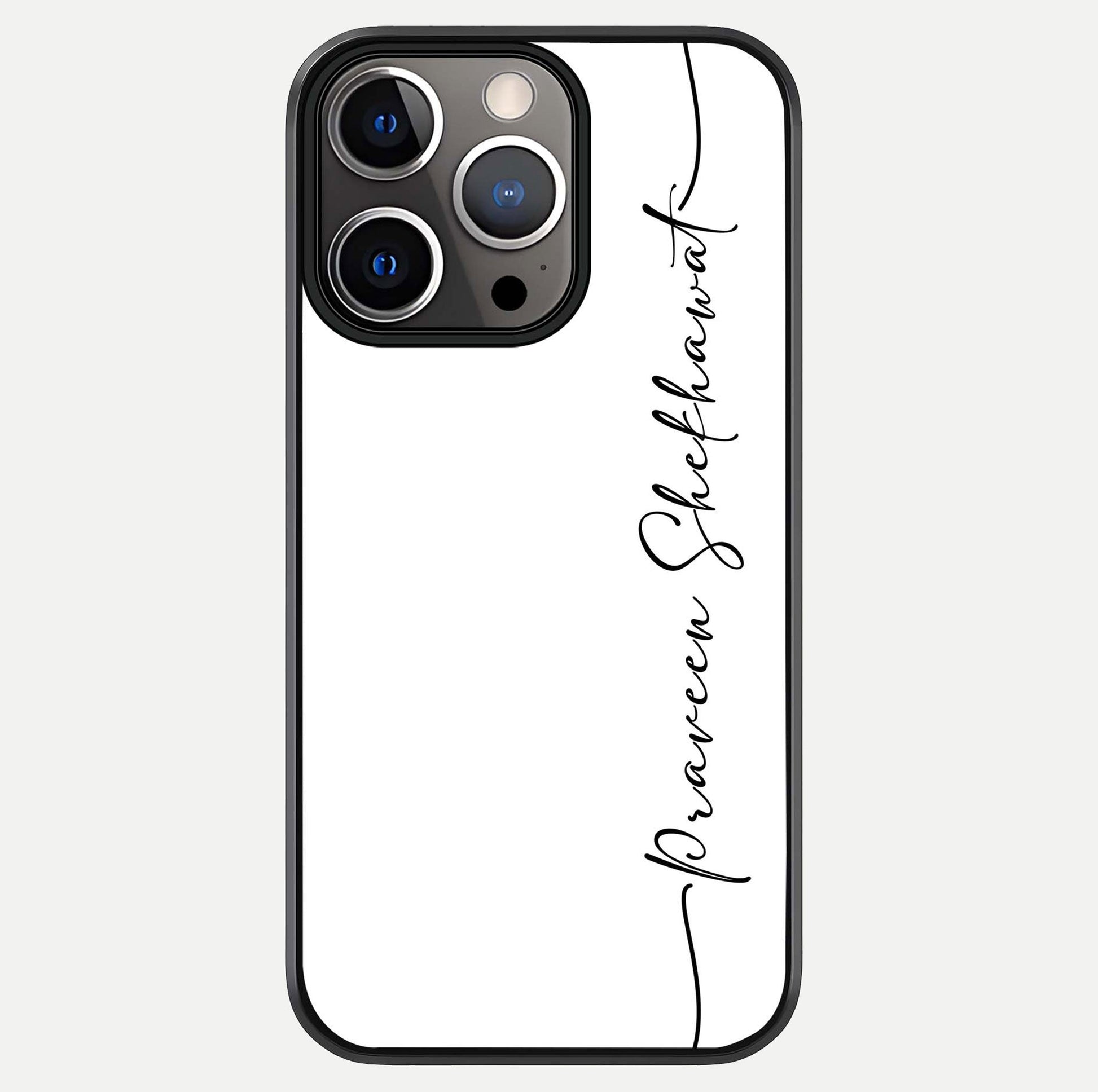 White Tune Custom Name Glass Case For iPhone 13 Pro by Custom World