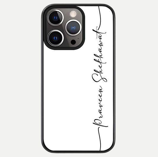 White Tune Custom Name Glass Case For iPhone 13 Pro by Custom World