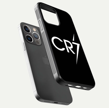 CR7 Elite Strike Glass Case for iPhone 13 Pro floating mockup displaying HD gloss and sporty texture