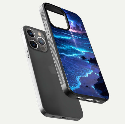 Classic Damn Look Glass Case for iPhone 13 Pro floating mockup emphasizing HD gloss and stylish edges