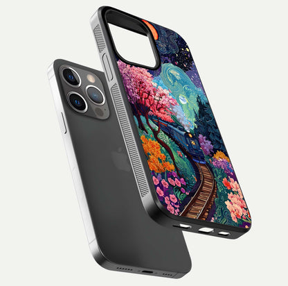 Digital Art Glass Case for iPhone 13 Pro floating mockup showing HD gloss and smooth reflection