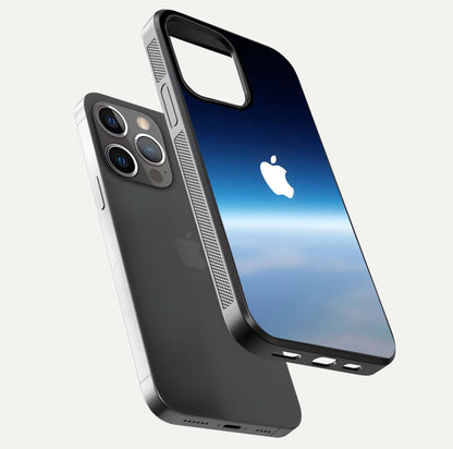 Minimal Apple Sky Glass Case for iPhone 13 Pro floating dual-view mockup showing HD gloss and Apple design