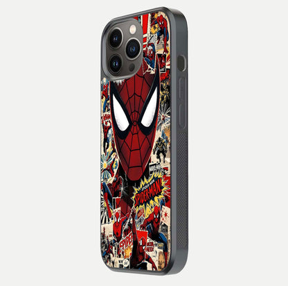 Aesthetic Wonder Spider Glass Case for iPhone 16 Pro side-angle shot showing red-blue tones and durable protective frame
