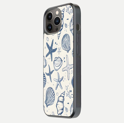 Blue Ocean Outline Glass Case for iPhone 13 Pro side-angle view showing clear edge lines and oceanic blue glow