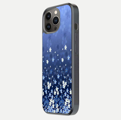 Blue Starry Glass Case for iPhone 13 Pro side-angle photo showing light reflection and detailed star pattern