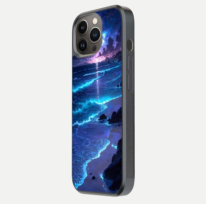 Classic Damn Look Glass Case for iPhone 13 Pro side-angle photo showing shine texture and curve reflection