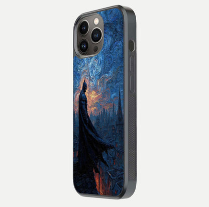 Dark Knight Dusk Glass Case for iPhone 13 Pro side-angle image capturing reflection shine and bold contrast