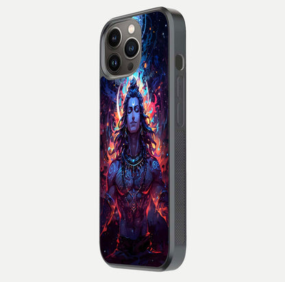 Divine Fire Shiv Glass Case for iPhone 13 Pro side-angle image showing reflection clarity and shine