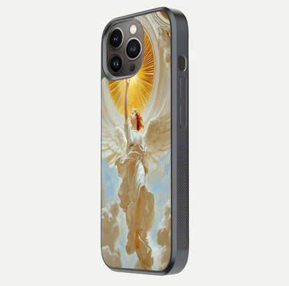 Divine Light Angel Glass Case for iPhone 13 Pro side-angle image capturing reflection shine and edge finish