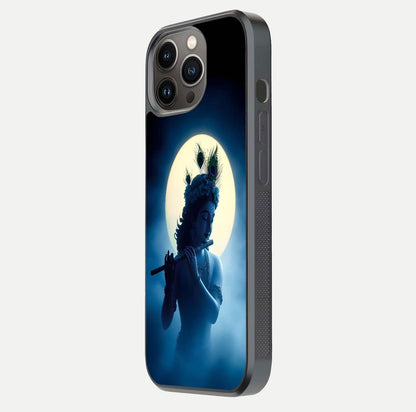 Divine Moon Flute Glass Case for iPhone 13 Pro side-angle image capturing reflection depth and soft color