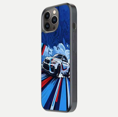 Drift Power Rush Glass Case for iPhone 13 Pro side-angle image capturing reflection glow and smooth curve