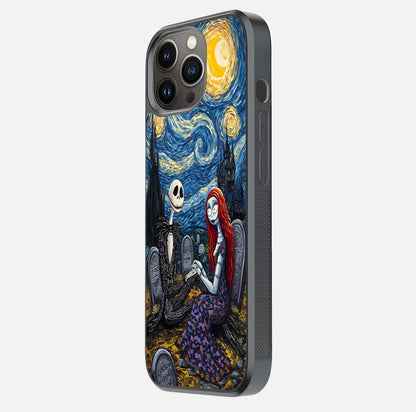 Eternal Night Love Glass Case for iPhone 13 Pro side-angle photo showing edge shine and soft reflection