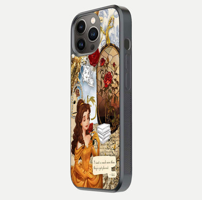 Golden Dream Belle Glass Case for iPhone 13 Pro side-angle image showing reflective edges and premium golden tint