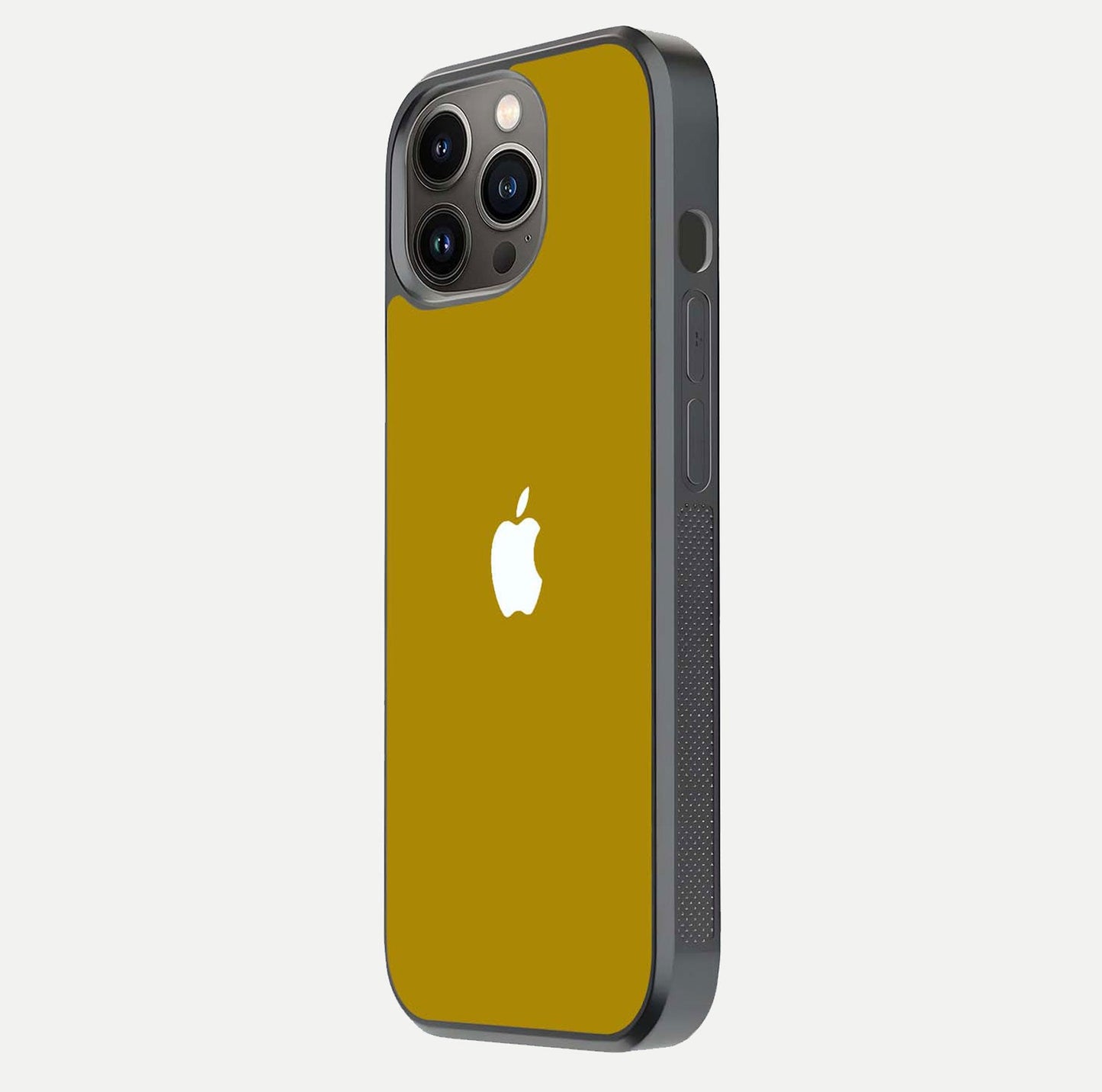 Golden Luxe Aura Glass Case for iPhone 13 Pro side-angle image showing reflection clarity and aura glow