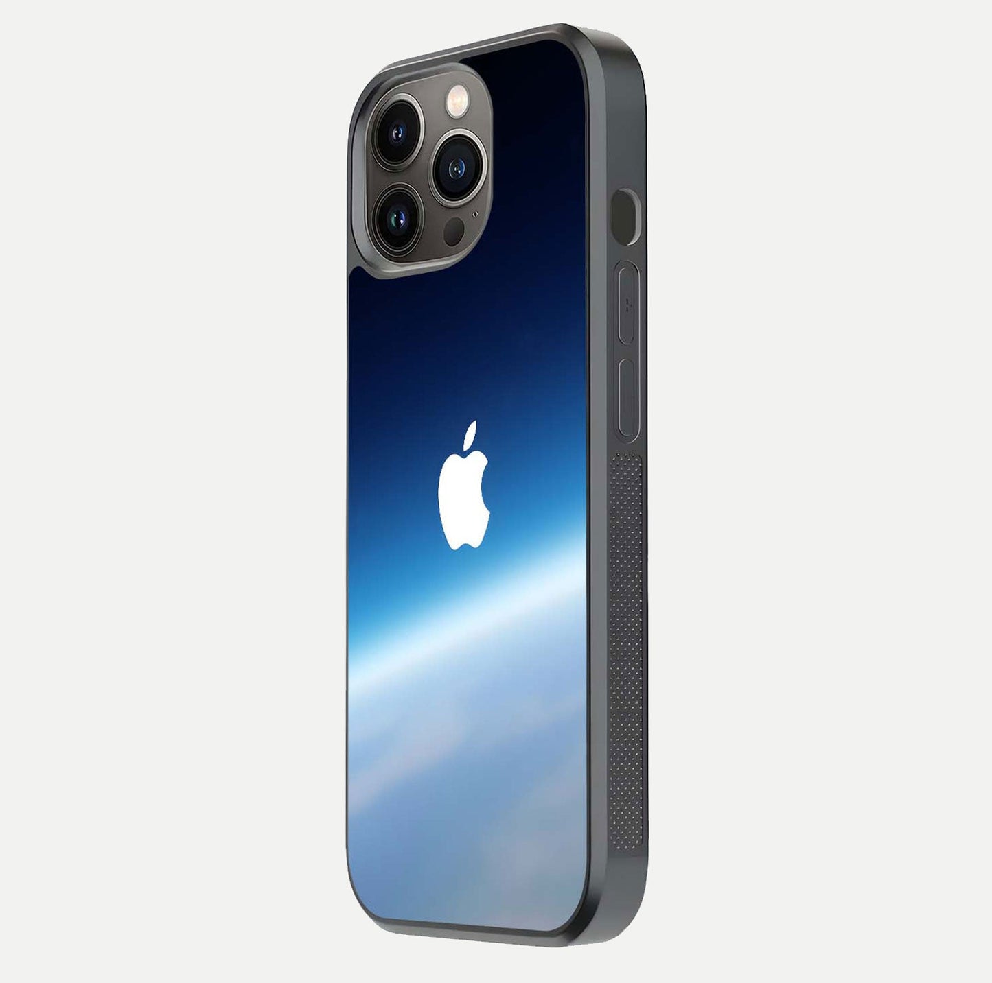 Minimal Apple Sky Glass Case for iPhone 13 Pro side-angle image showing smooth reflection and gentle sky tone