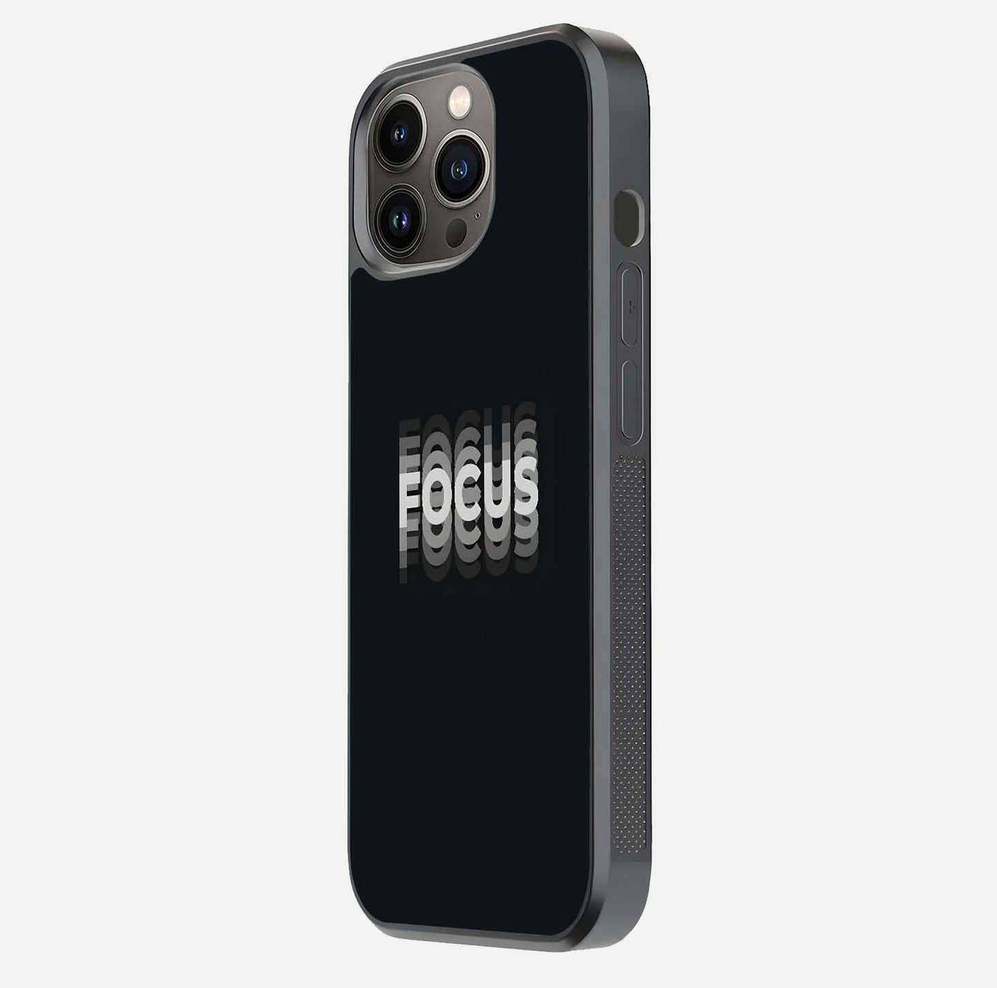 Mono Focus Vision Glass Case for iPhone 13 Pro side-angle image showing smooth reflection and minimal tones