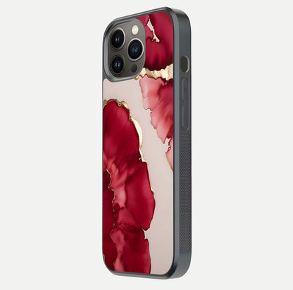 Pink & White Marble Glass Case For iPhone 13 Pro