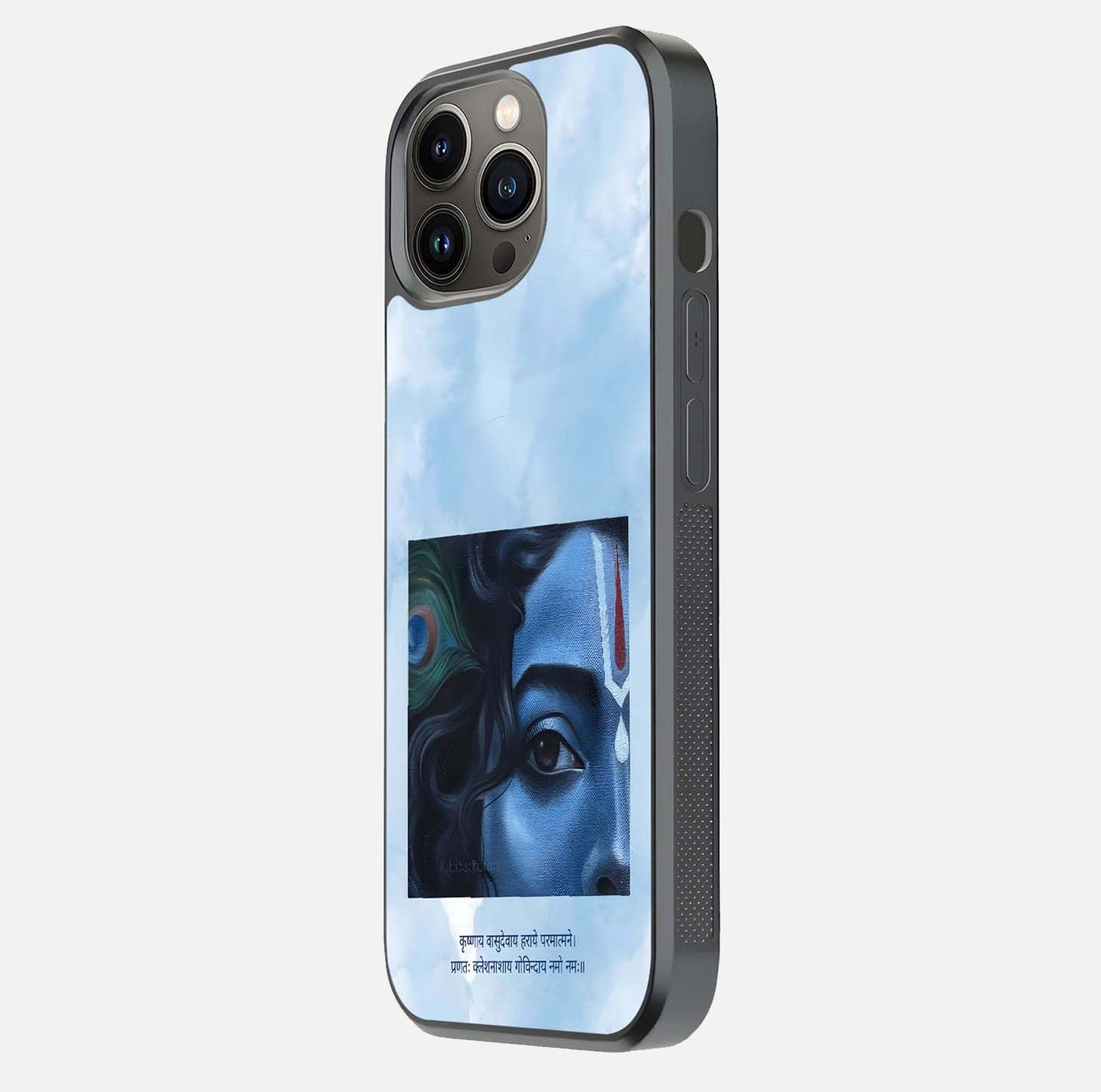 Spring Wing Garden Glass Case for iPhone 13 Pro side-angle image showing shine, color, and pattern depth