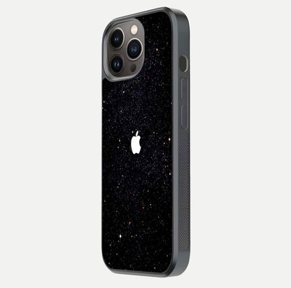 Starry Apple Galaxy Glass Case for iPhone 13 Pro side-angle image showing gloss and star pattern detail