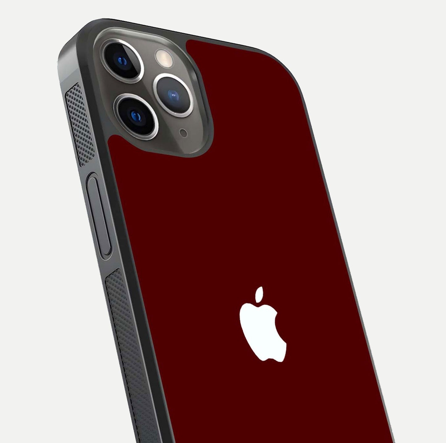 Apple Crimson Core Glass Case for iPhone 16 Pro close-up angle showing deep crimson tone and HD glass reflection