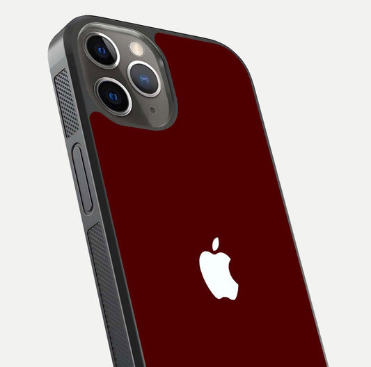 Apple Crimson Core Glass Case for iPhone 13 Pro close-up angle showing deep crimson tone and HD glass reflection