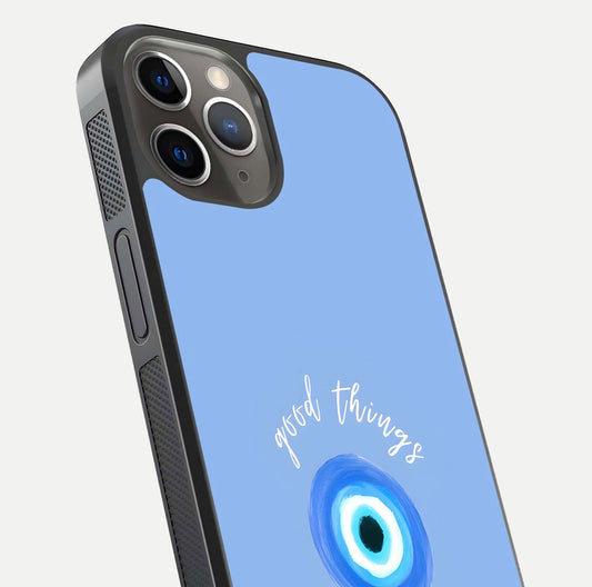 Bright Future Ahead Glass Case for iPhone 13 Pro close-up image highlighting bold quote text and HD reflection