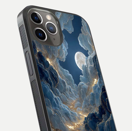 Celestial Cloud Road Glass Case for iPhone 13 Pro close-up view showing road gradient and cloud reflection shine