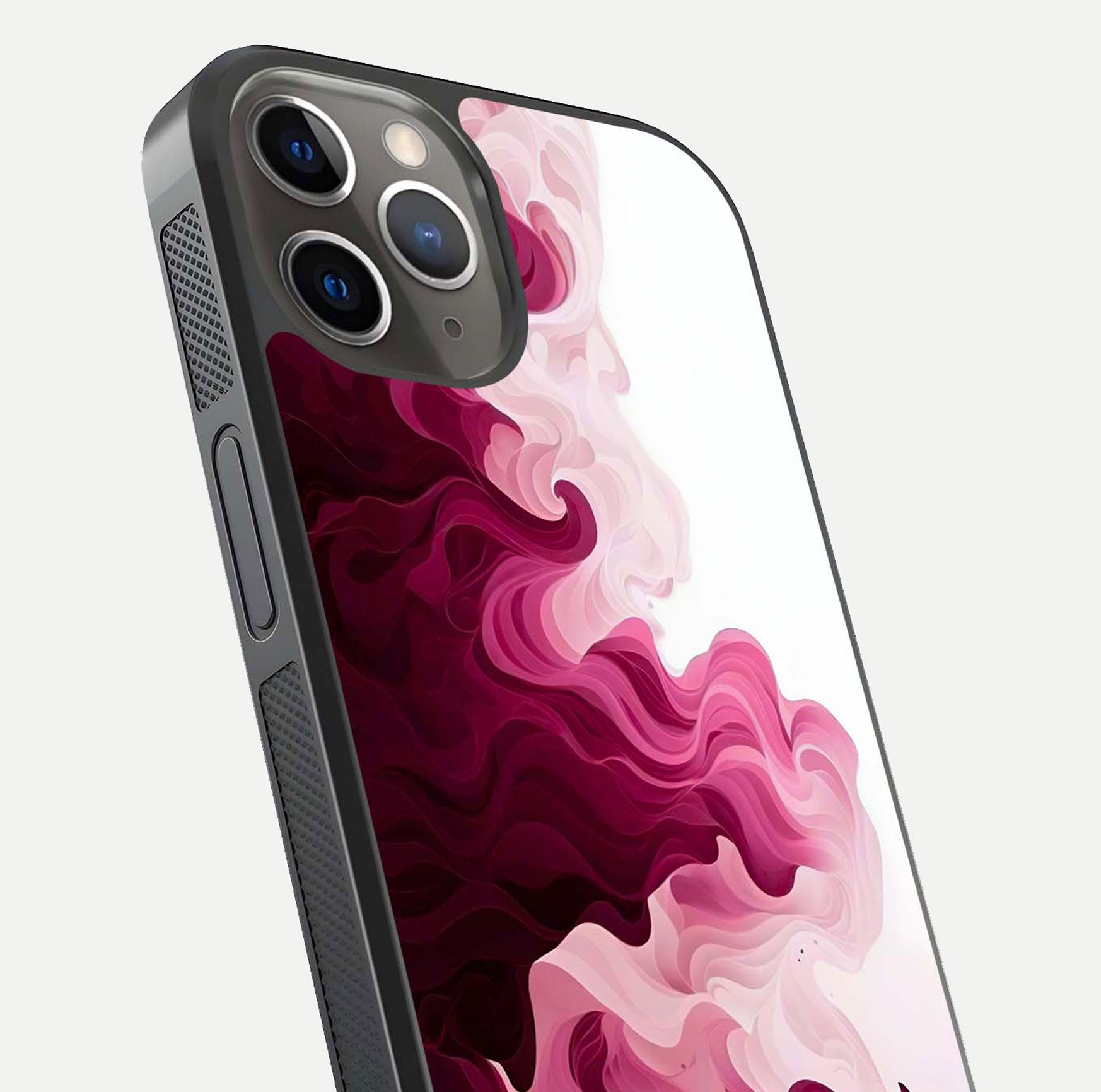 Crimson Wave Flow Glass Case for iPhone 13 Pro close-up highlighting flow texture and reflection tone