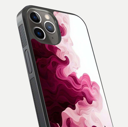 Crimson Wave Flow Glass Case for iPhone 13 Pro close-up highlighting flow texture and reflection tone