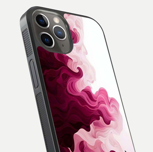 Crimson Wave Flow Glass Case for iPhone 13 Pro close-up highlighting flow texture and reflection tone