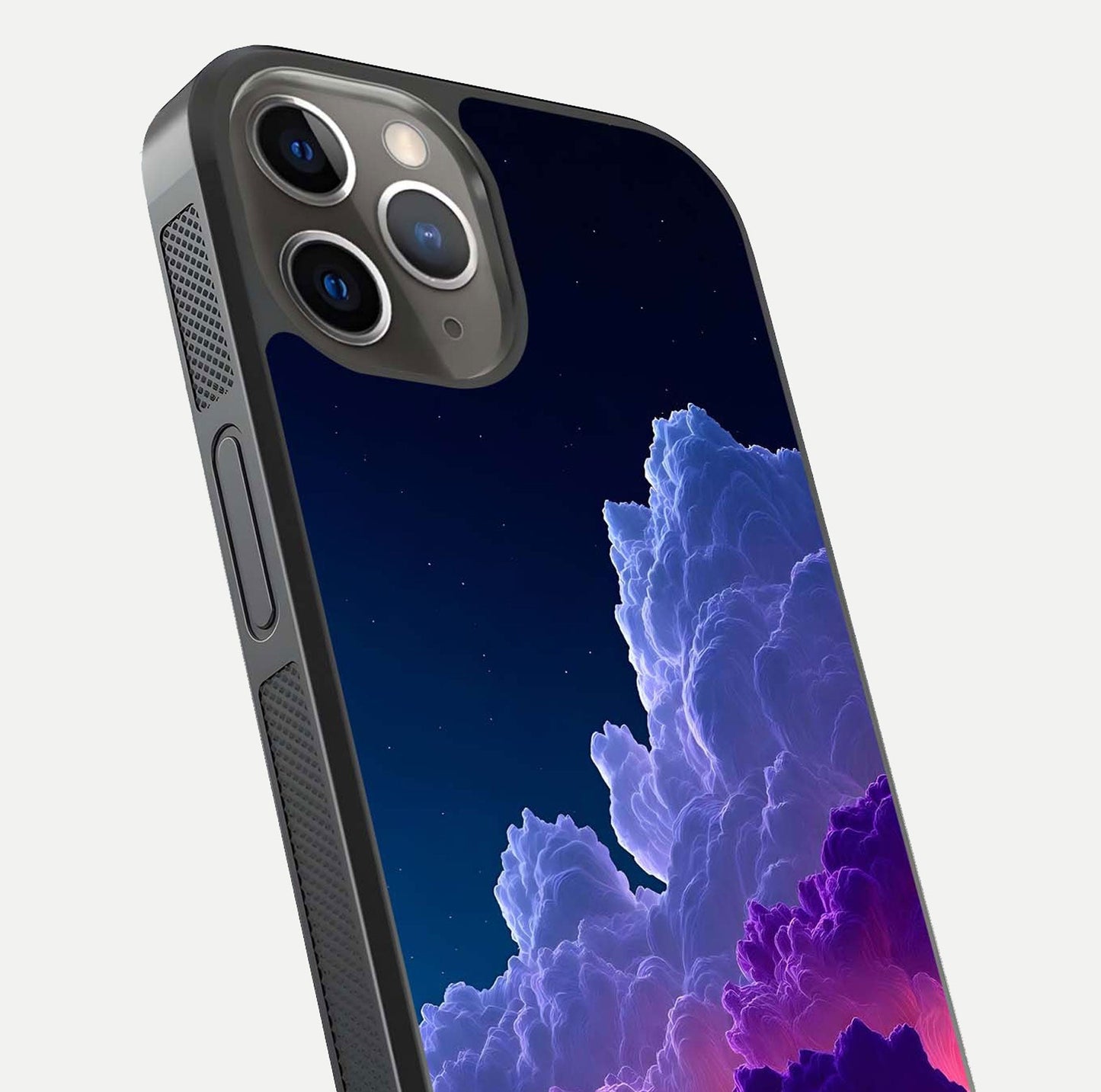 Dreamy Cloud Skies Glass Case for iPhone 13 Pro close-up highlighting soft gradient tones and reflection glow