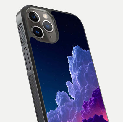 Dreamy Cloud Skies Glass Case for iPhone 13 Pro close-up highlighting soft gradient tones and reflection glow