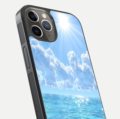 Endless Ocean Horizon Glass Case for iPhone 13 Pro close-up highlighting water texture and reflection shine
