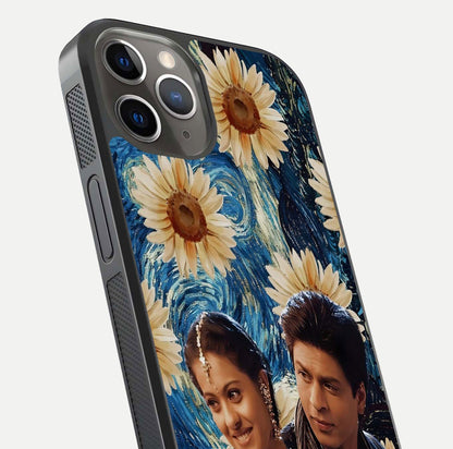 Eternal Love Story Glass Case for iPhone 13 Pro close-up highlighting couple detail and light reflection