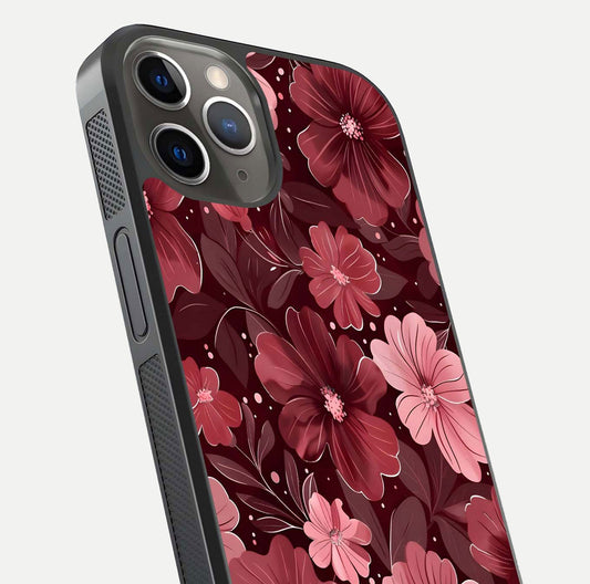 Flower Blush Bloom Glass Case for iPhone 13 Pro close-up highlighting pastel tones and reflection clarity