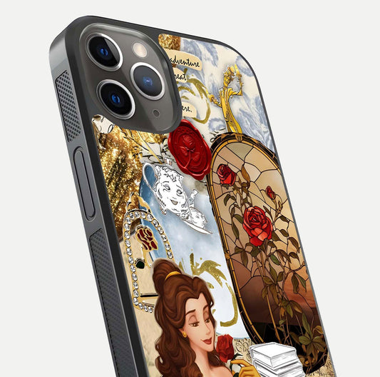 Golden Dream Belle Glass Case for iPhone 13 Pro close-up angled shot showing gradient tones and reflection polish