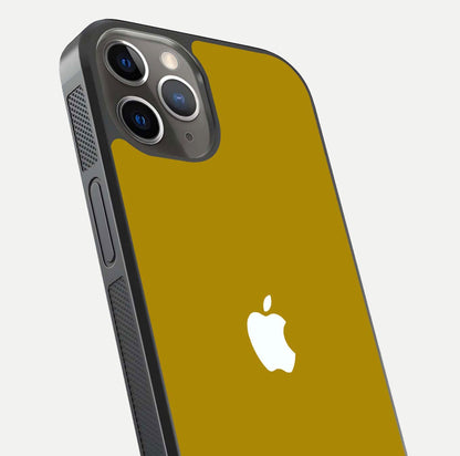 Golden Luxe Aura Glass Case for iPhone 13 Pro close-up angled shot showing metallic shine and light reflection
