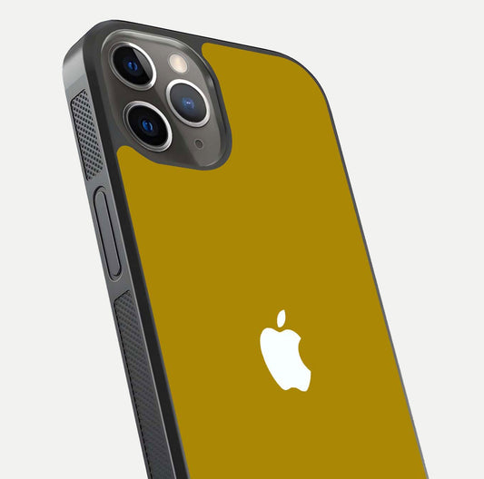 Golden Luxe Aura Glass Case for iPhone 13 Pro close-up angled shot showing metallic shine and light reflection
