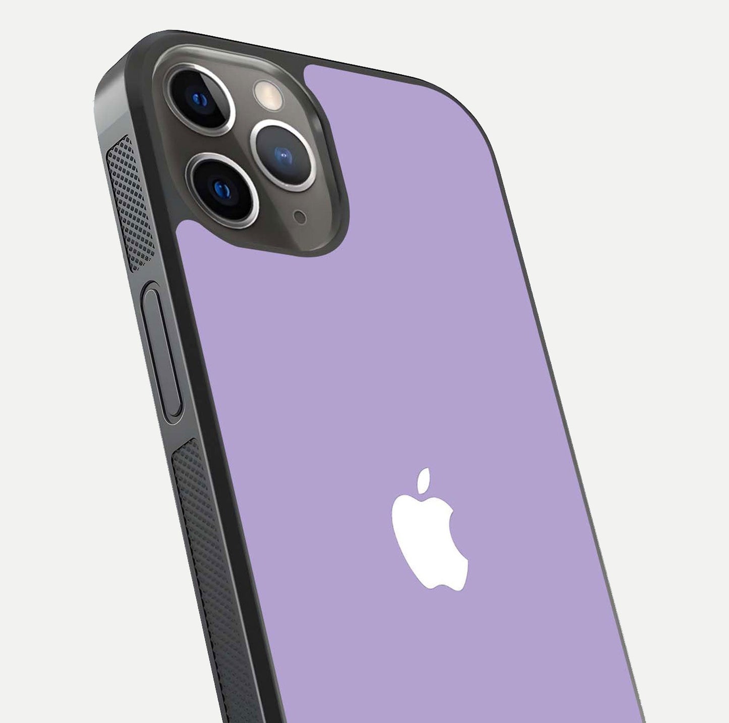 Lavender Soft Minimal Glass Case for iPhone 13 Pro close-up angled shot showing clean color texture and shine