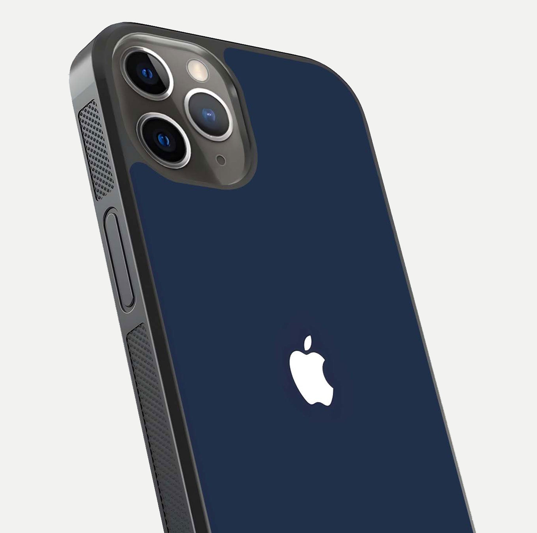 Minimal Apple Night Glass Case for iPhone 13 Pro close-up angled shot showing clean reflection and soft tone