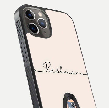 Mirror Mood Muse Custom Name Glass Case for iPhone 13 Pro close-up angled shot highlighting gloss and mirror depth