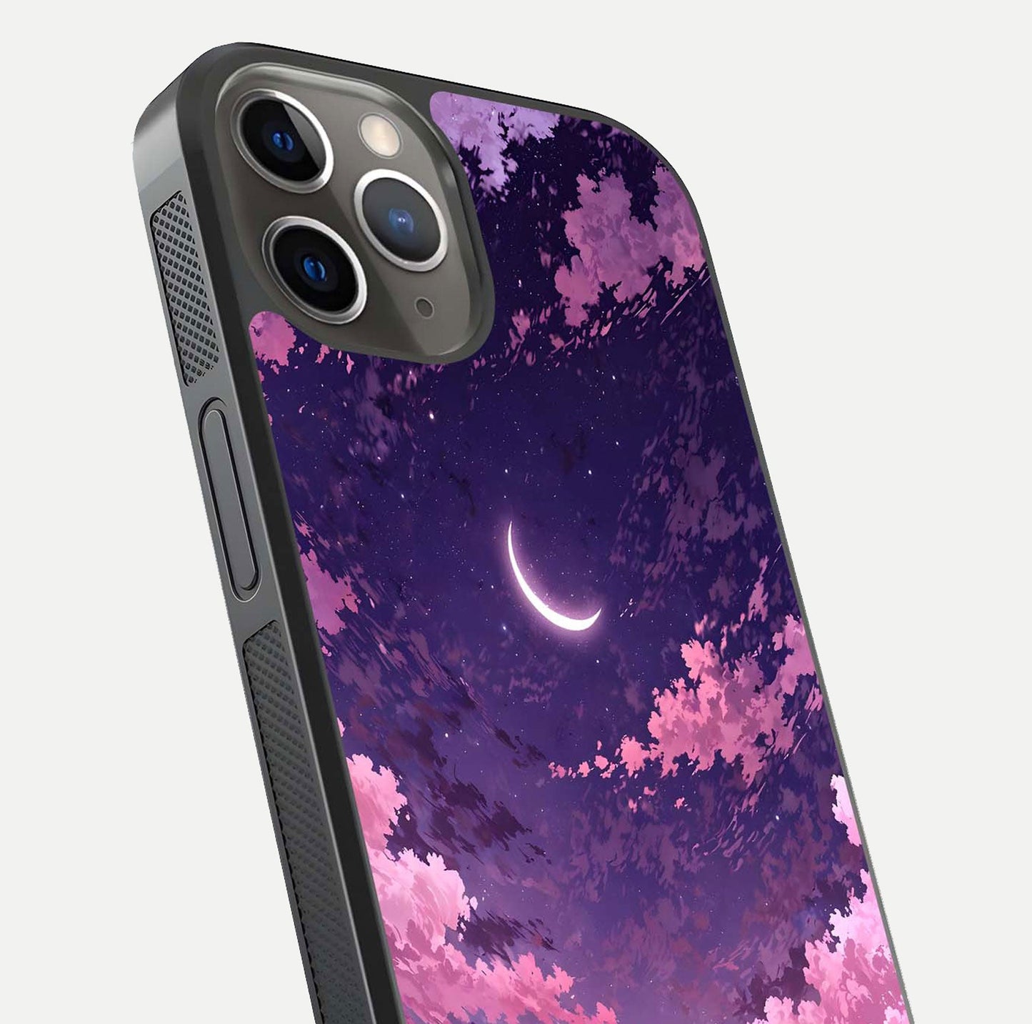 Sky Drift Clouds Glass Case for iPhone 13 Pro close-up angled shot highlighting cloud texture and reflection
