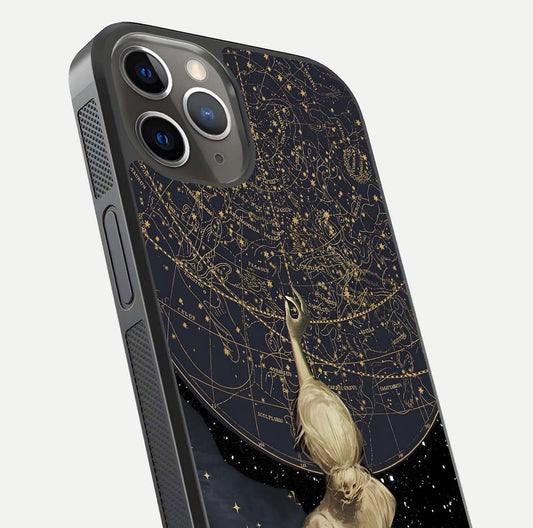 Taylor Swift Girl Glass Case for iPhone 13 Pro close-up angled shot highlighting texture and HD reflection